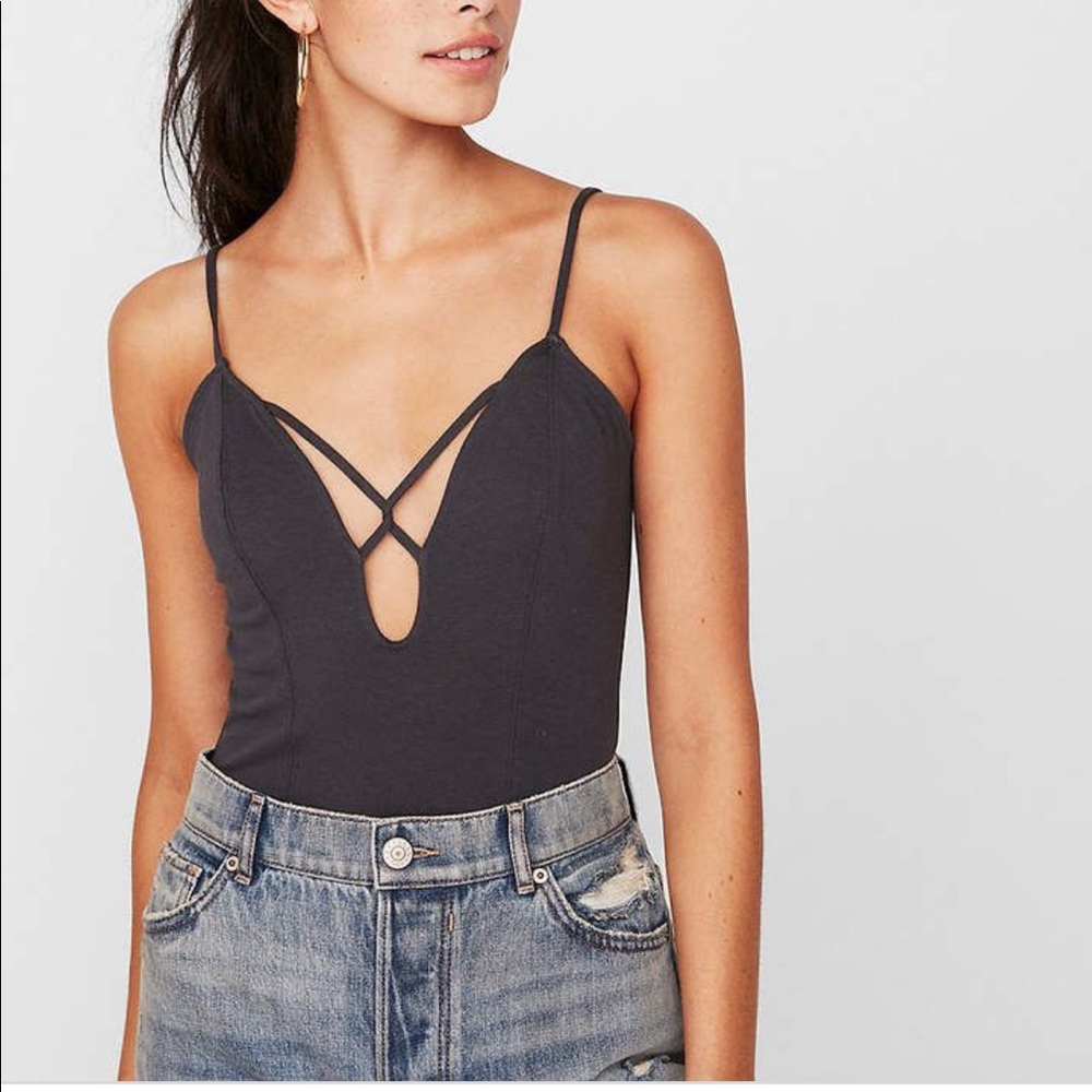NWT Express Black Strappy Thong Bodysuit XS